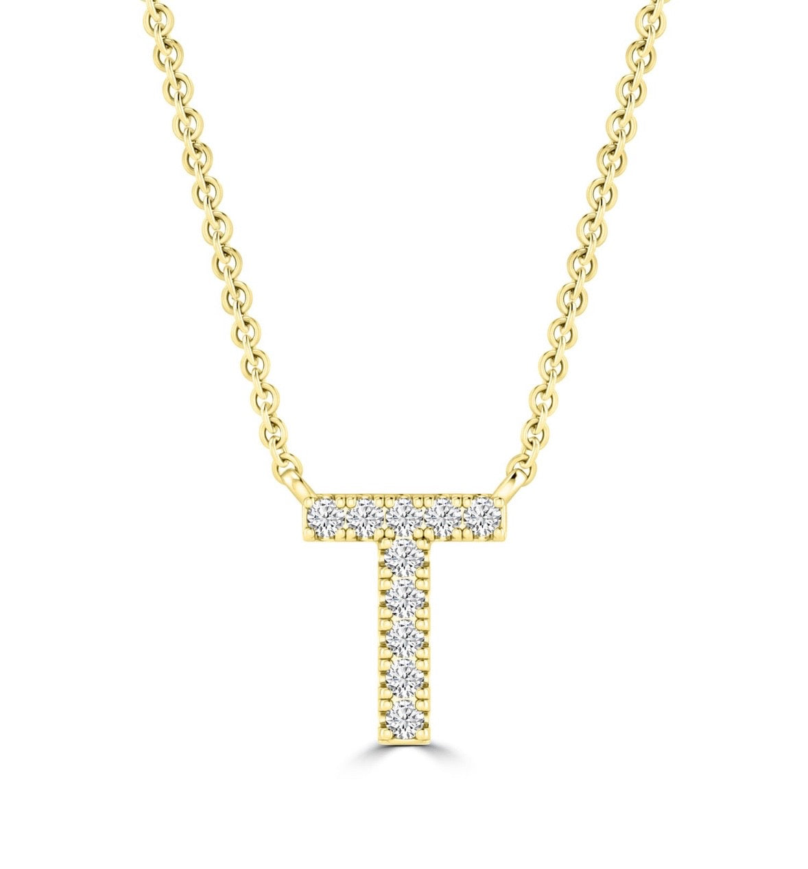 9K Gold 0.06ct-0.09ct Diamond Fixed Initials Necklaces