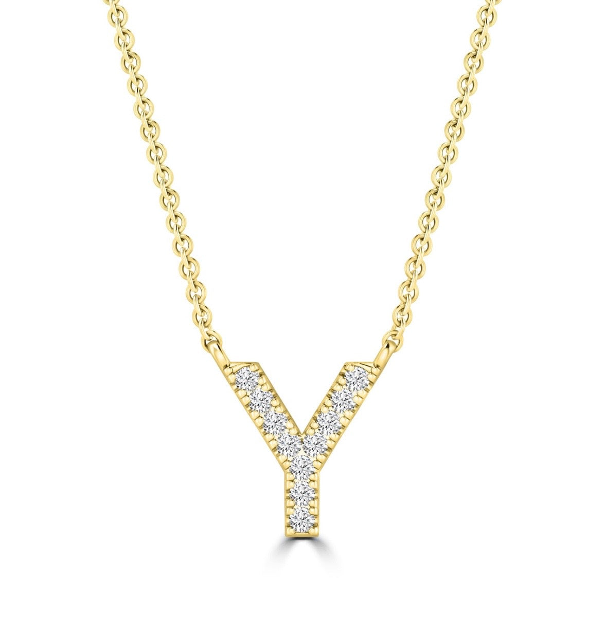 9K Gold 0.06ct-0.09ct Diamond Fixed Initials Necklaces