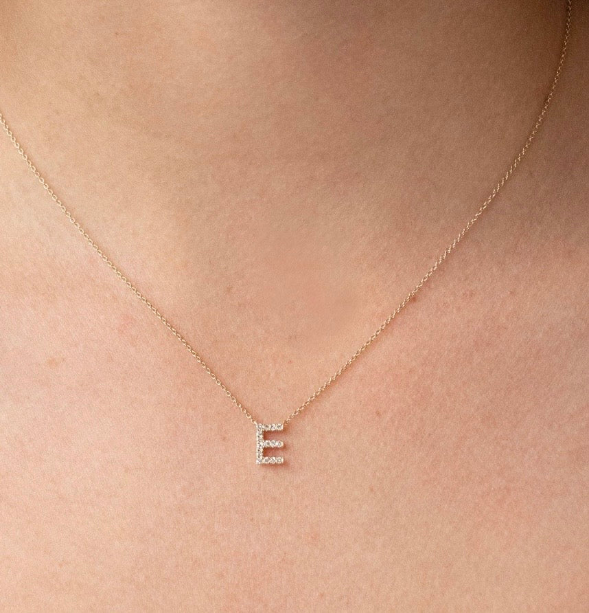 9K Gold 0.06ct-0.09ct Diamond Fixed Initials Necklaces