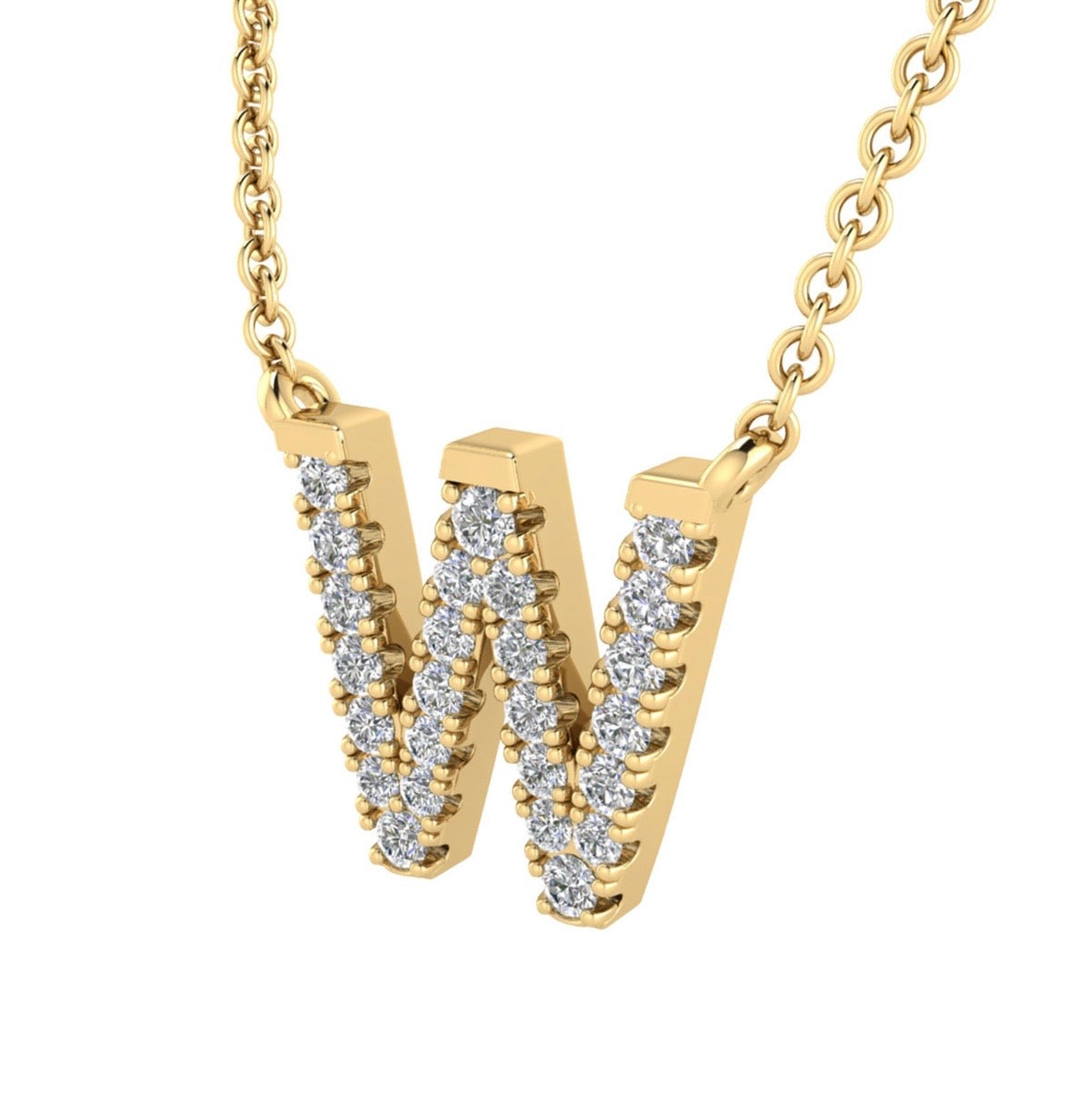 9K Gold 0.06ct-0.09ct Diamond Fixed Initials Necklaces