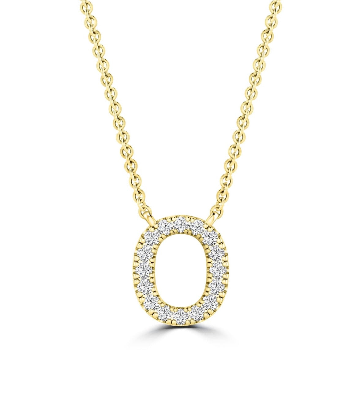 9K Gold 0.06ct-0.09ct Diamond Fixed Initials Necklaces