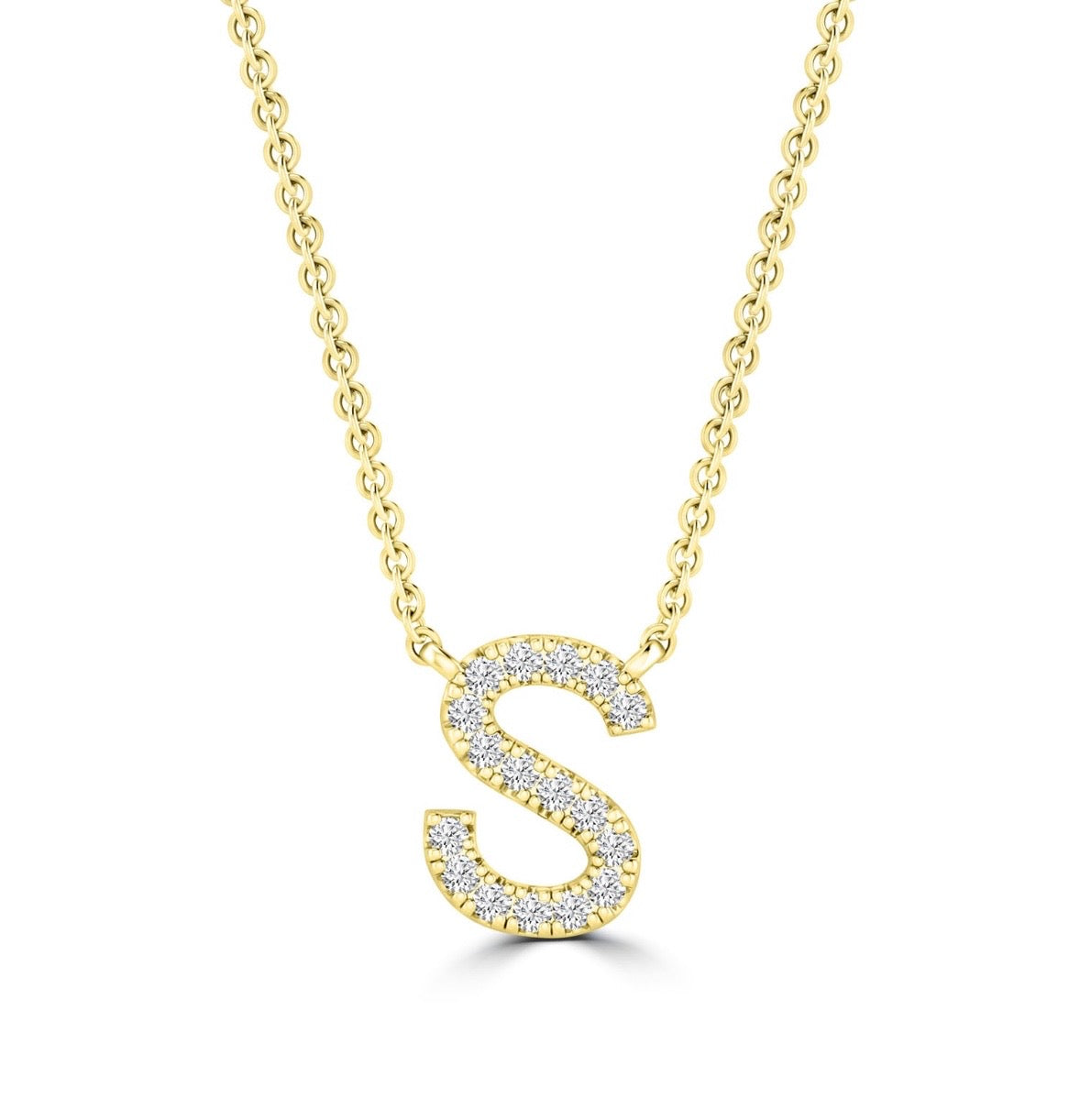 9K Gold 0.06ct-0.09ct Diamond Fixed Initials Necklaces