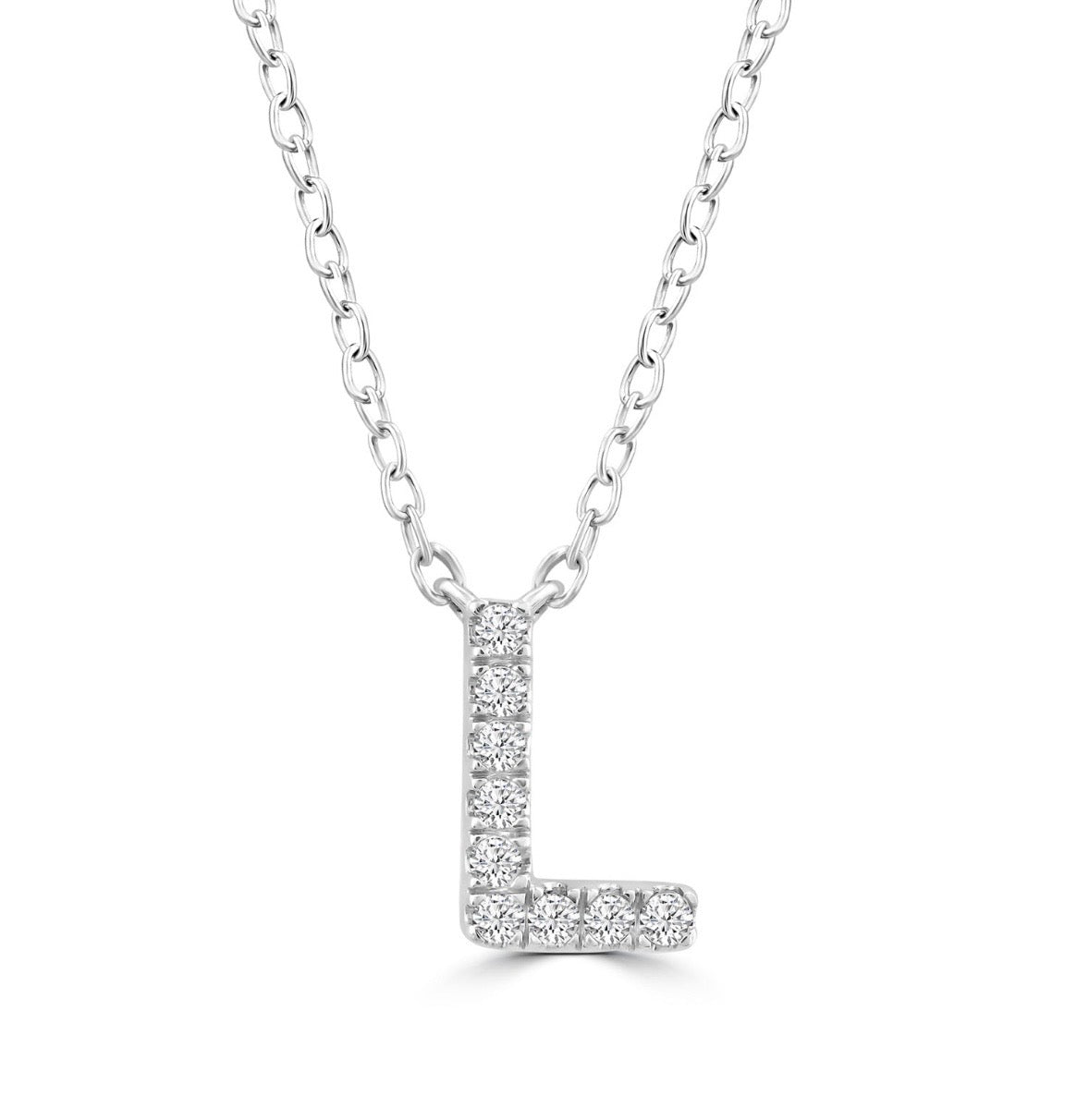 9K Gold 0.06ct-0.09ct Diamond Fixed Initials Necklaces