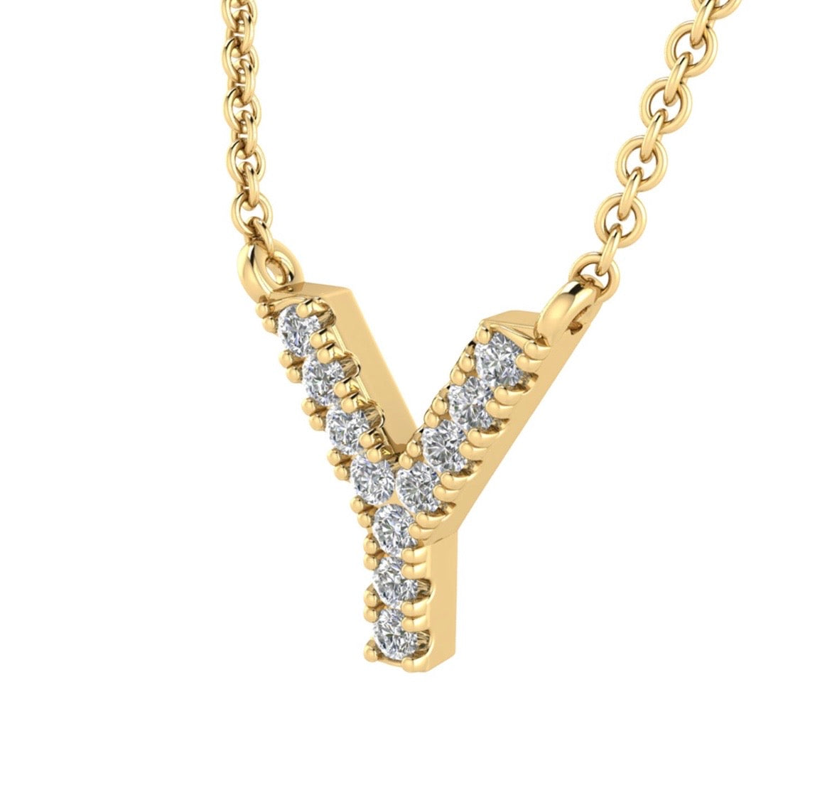 9K Gold 0.06ct-0.09ct Diamond Fixed Initials Necklaces