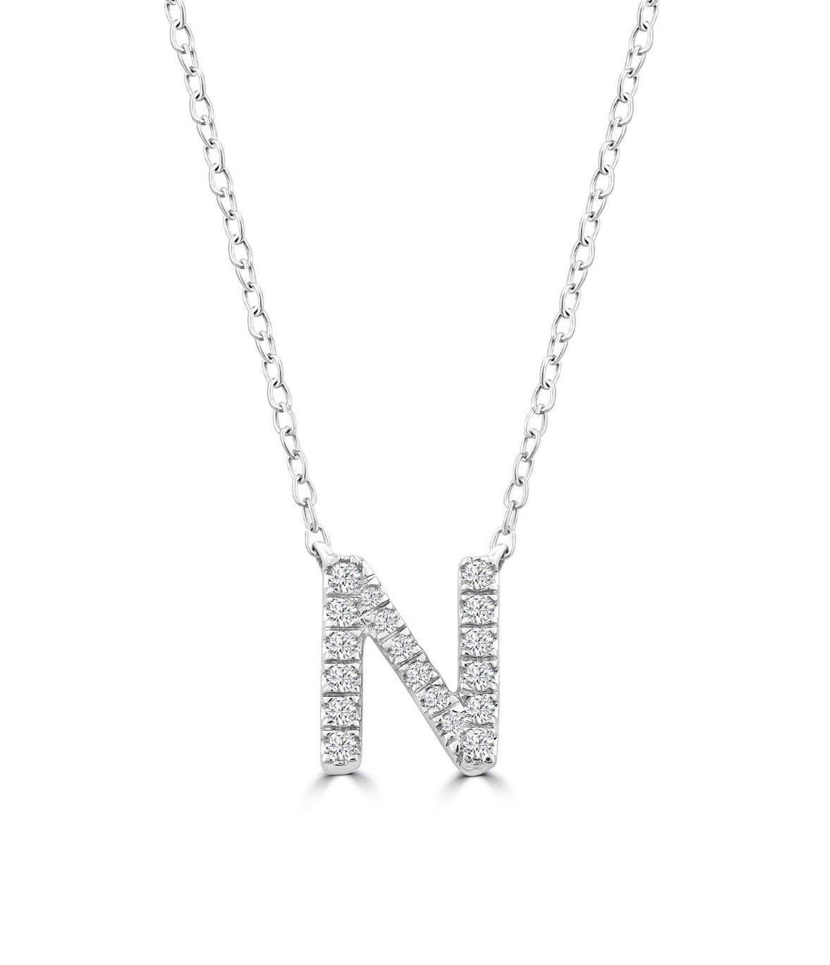 9K Gold 0.06ct-0.09ct Diamond Fixed Initials Necklaces