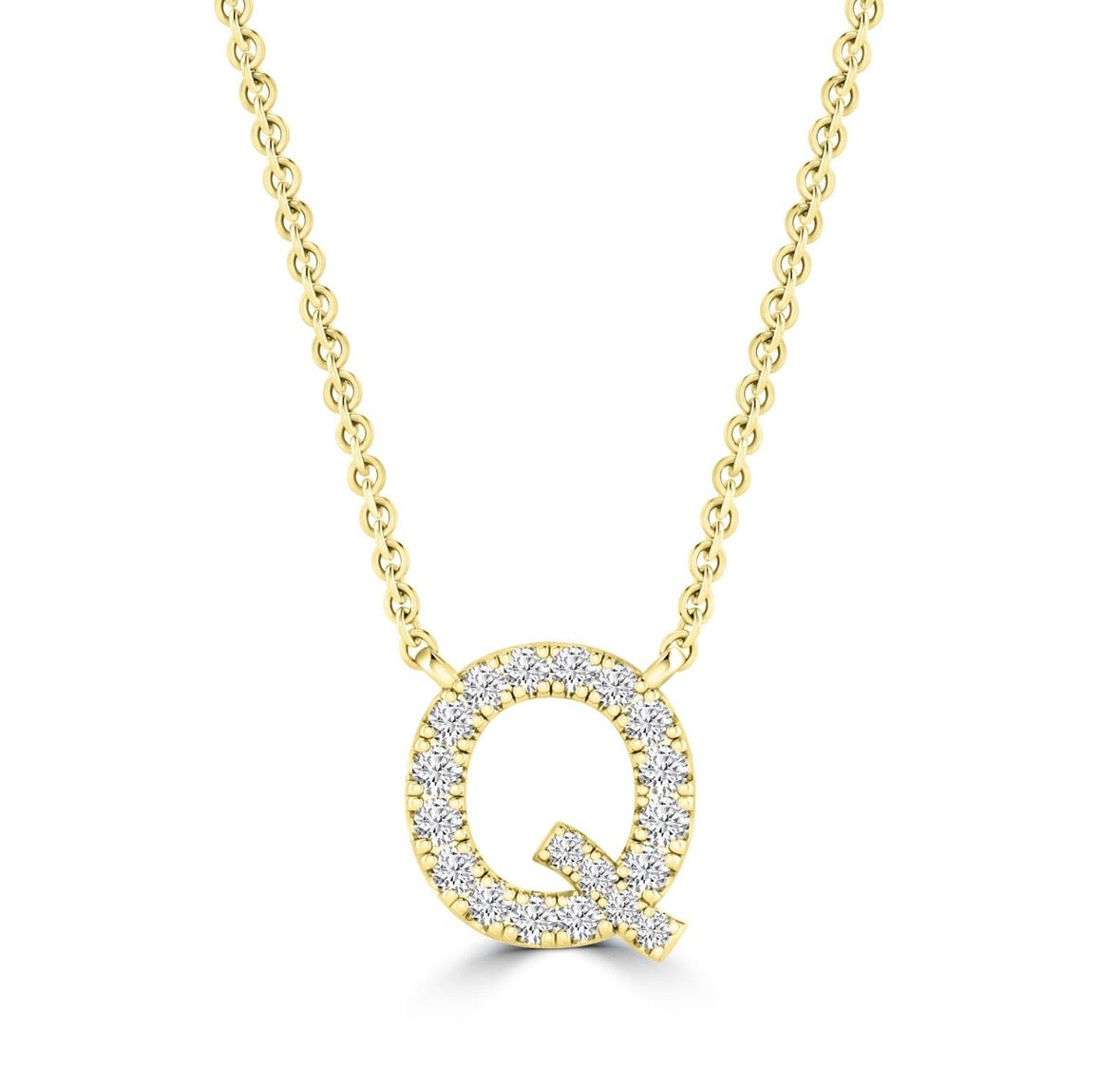 9K Gold 0.06ct-0.09ct Diamond Fixed Initials Necklaces