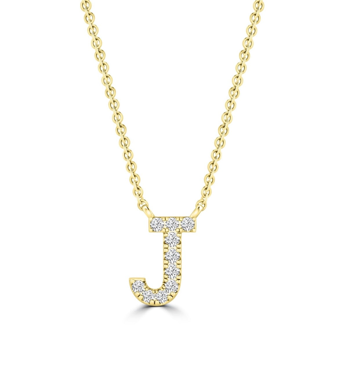 9K Gold 0.06ct-0.09ct Diamond Fixed Initials Necklaces
