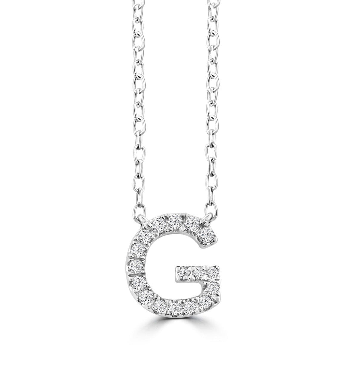 9K Gold 0.06ct-0.09ct Diamond Fixed Initials Necklaces