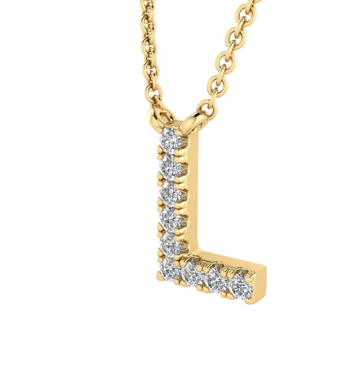 9K Gold 0.06ct-0.09ct Diamond Fixed Initials Necklaces