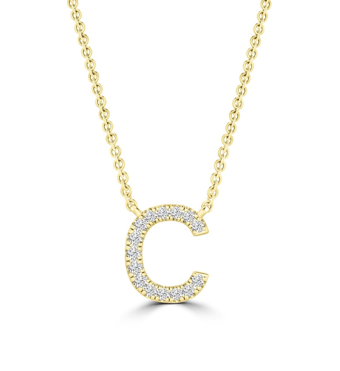 9K Gold 0.06ct-0.09ct Diamond Fixed Initials Necklaces