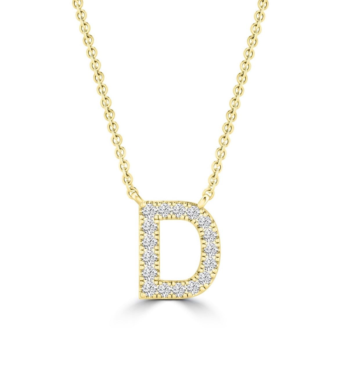9K Gold 0.06ct-0.09ct Diamond Fixed Initials Necklaces