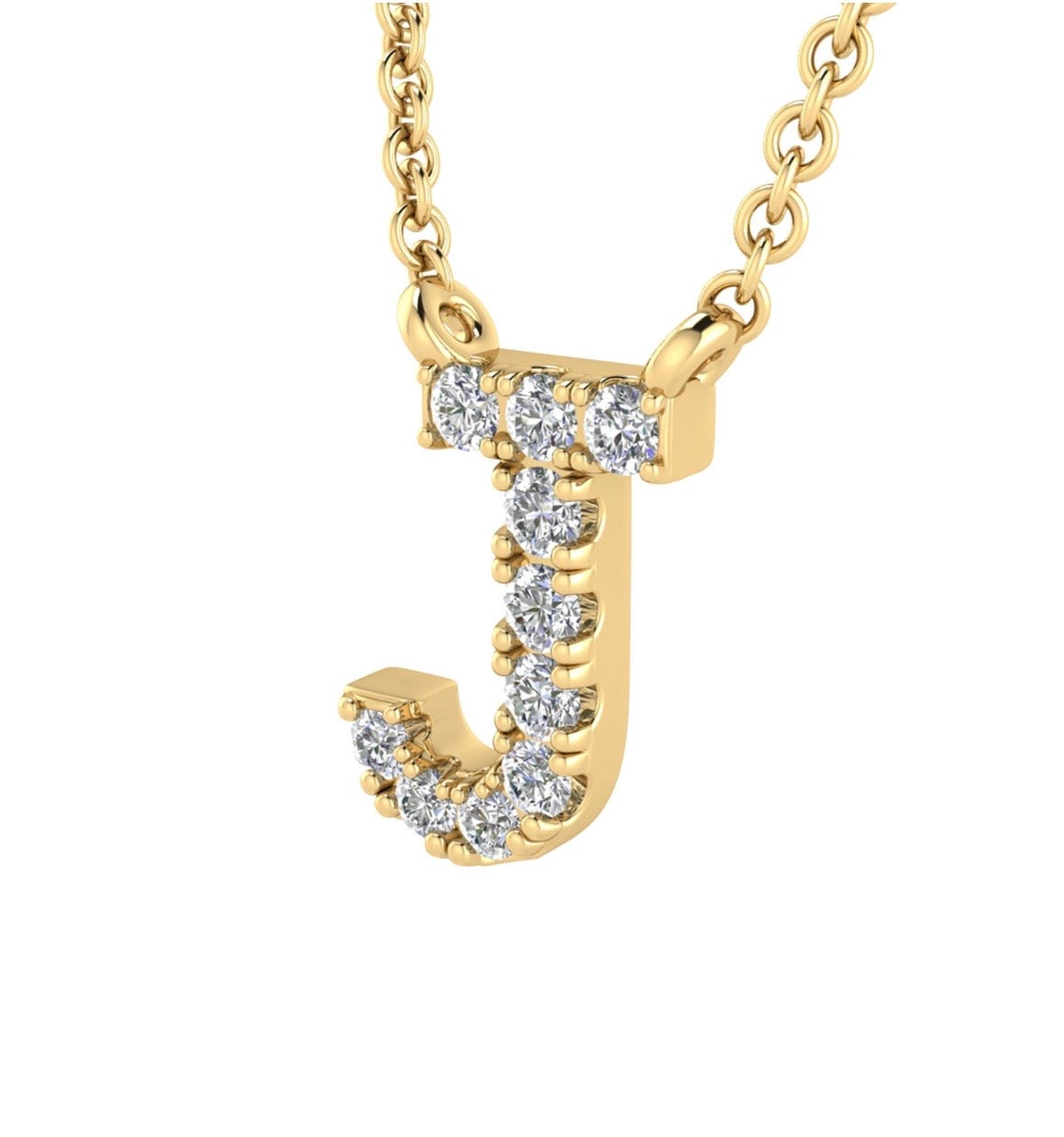 9K Gold 0.06ct-0.09ct Diamond Fixed Initials Necklaces