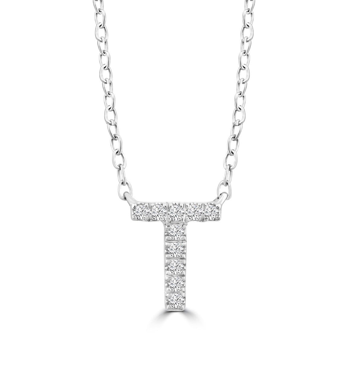 9K Gold 0.06ct-0.09ct Diamond Fixed Initials Necklaces