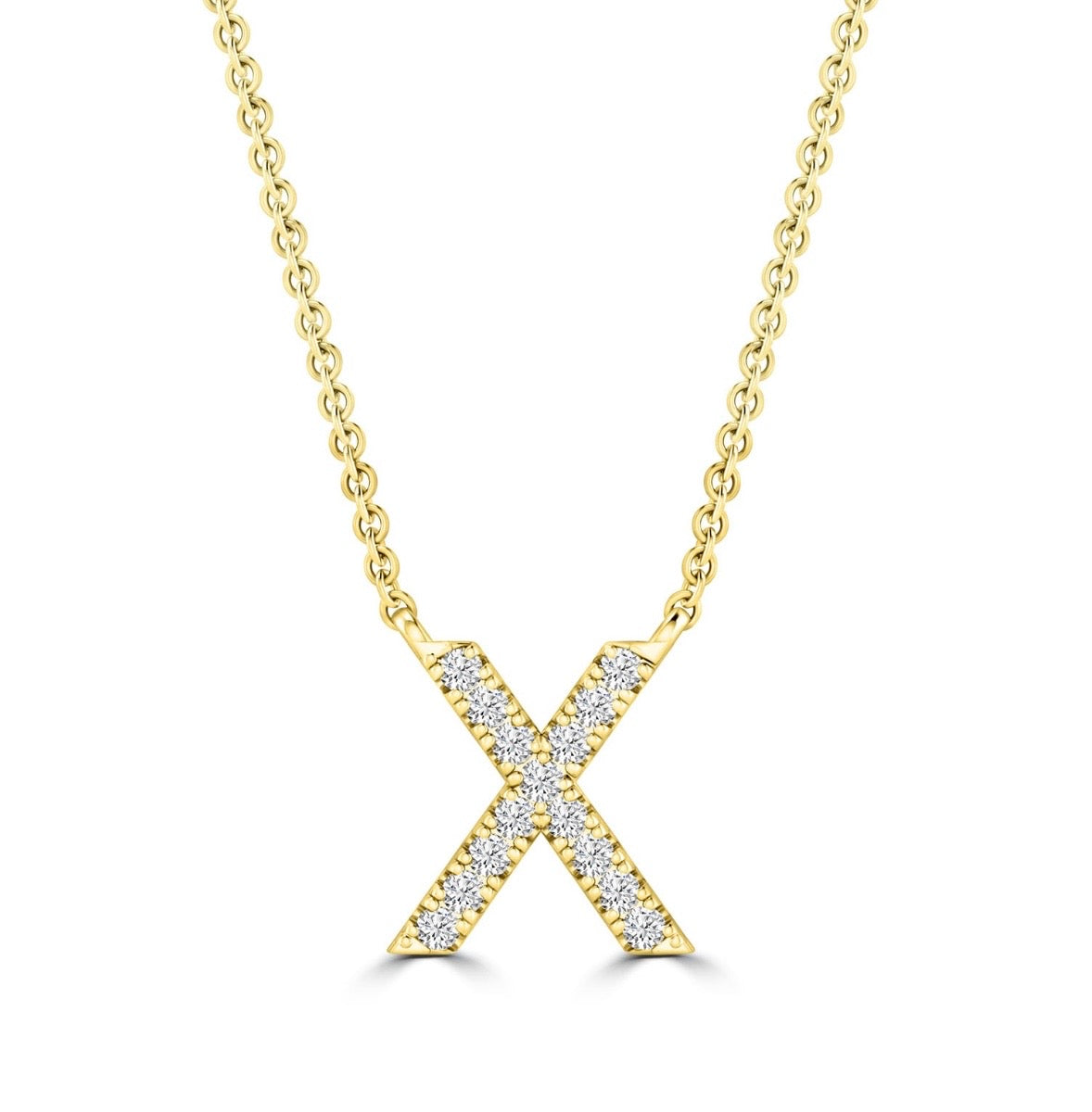 9K Gold 0.06ct-0.09ct Diamond Fixed Initials Necklaces