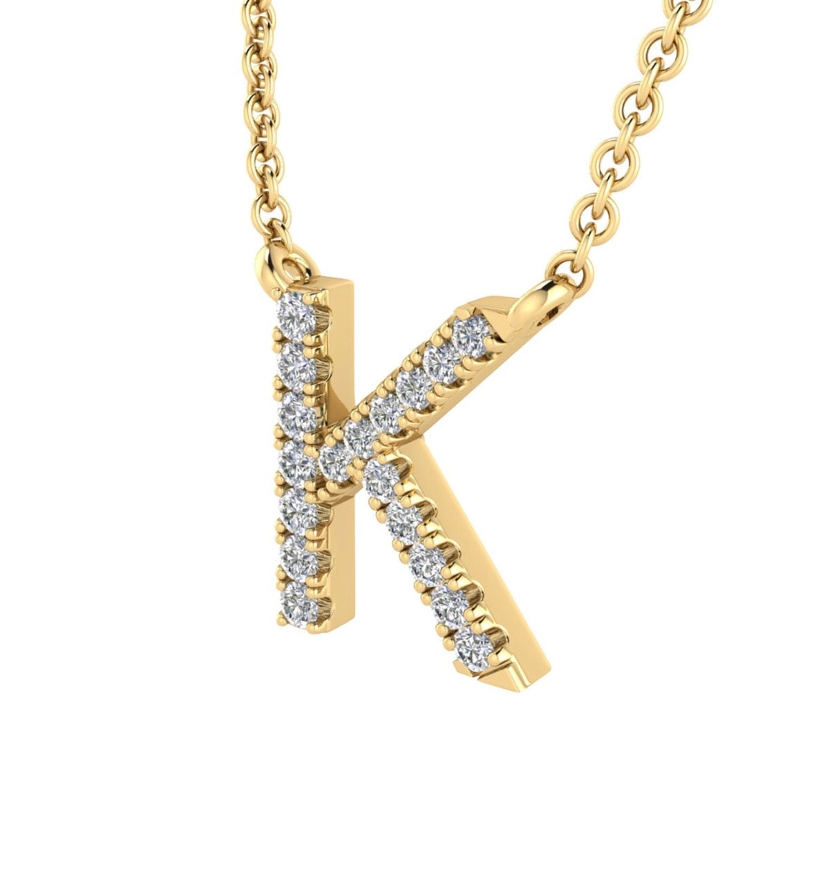 9K Gold 0.06ct-0.09ct Diamond Fixed Initials Necklaces