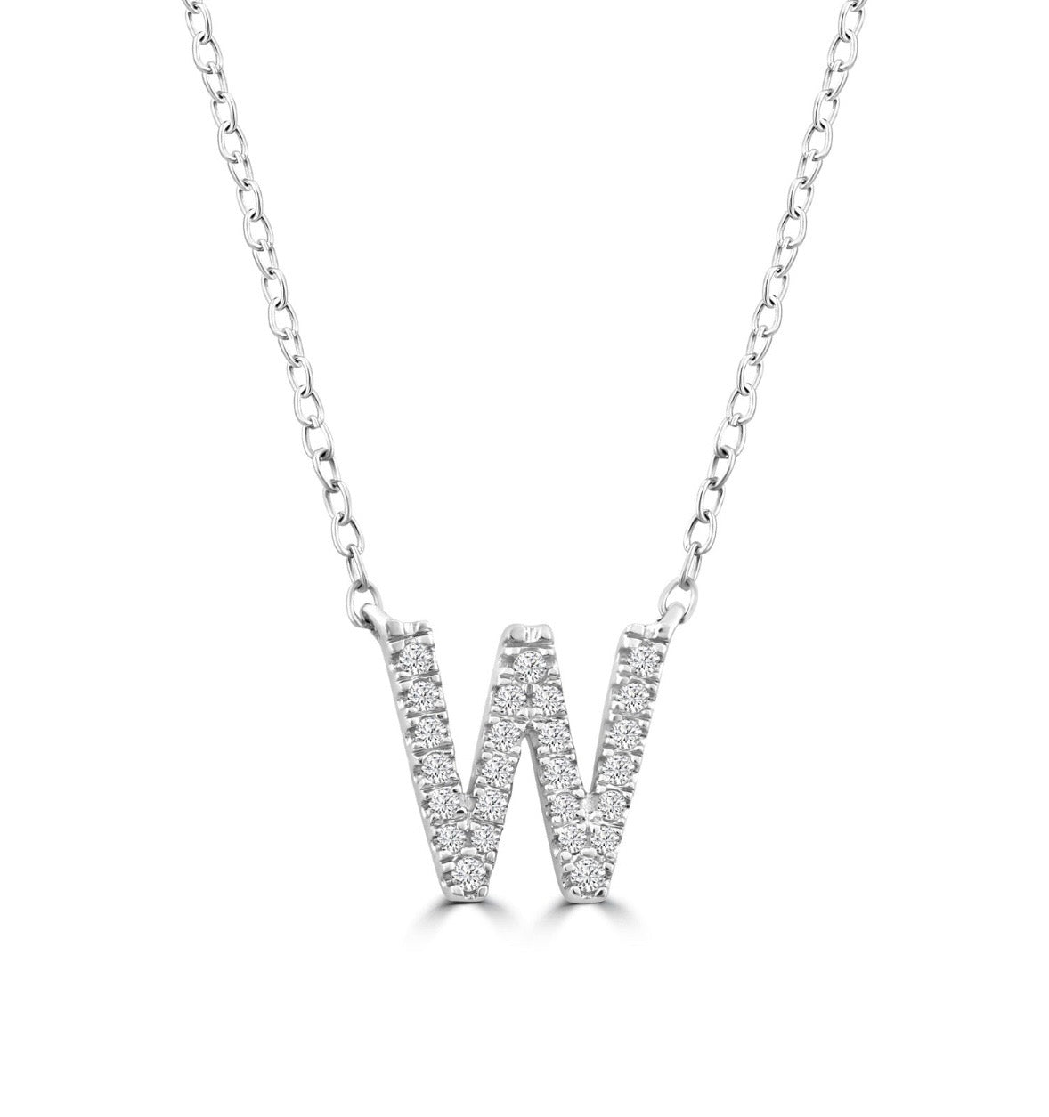 9K Gold 0.06ct-0.09ct Diamond Fixed Initials Necklaces