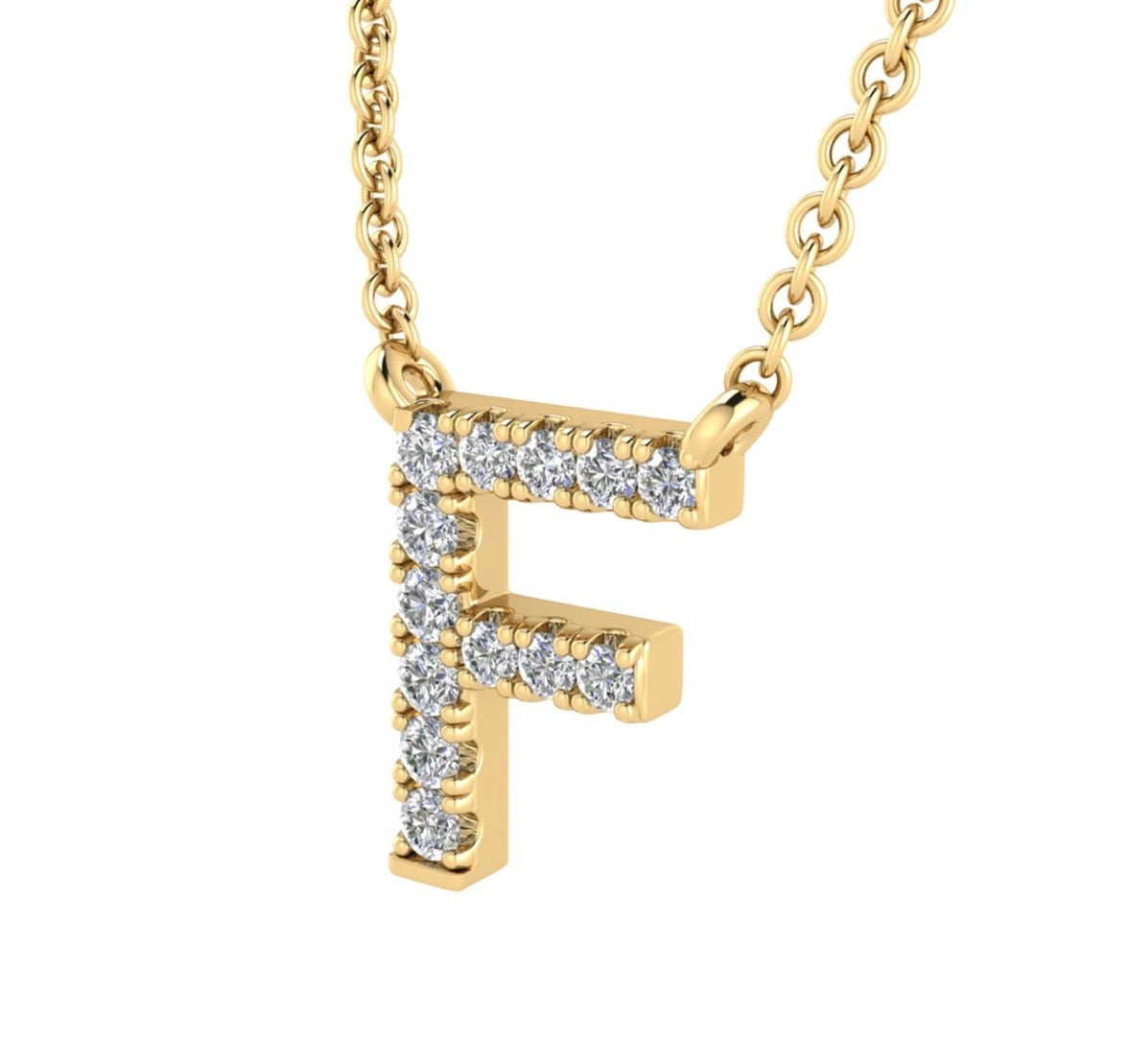 9K Gold 0.06ct-0.09ct Diamond Fixed Initials Necklaces