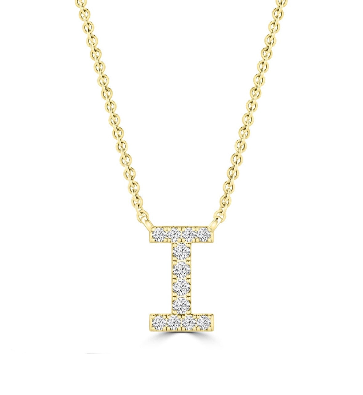 9K Gold 0.06ct-0.09ct Diamond Fixed Initials Necklaces