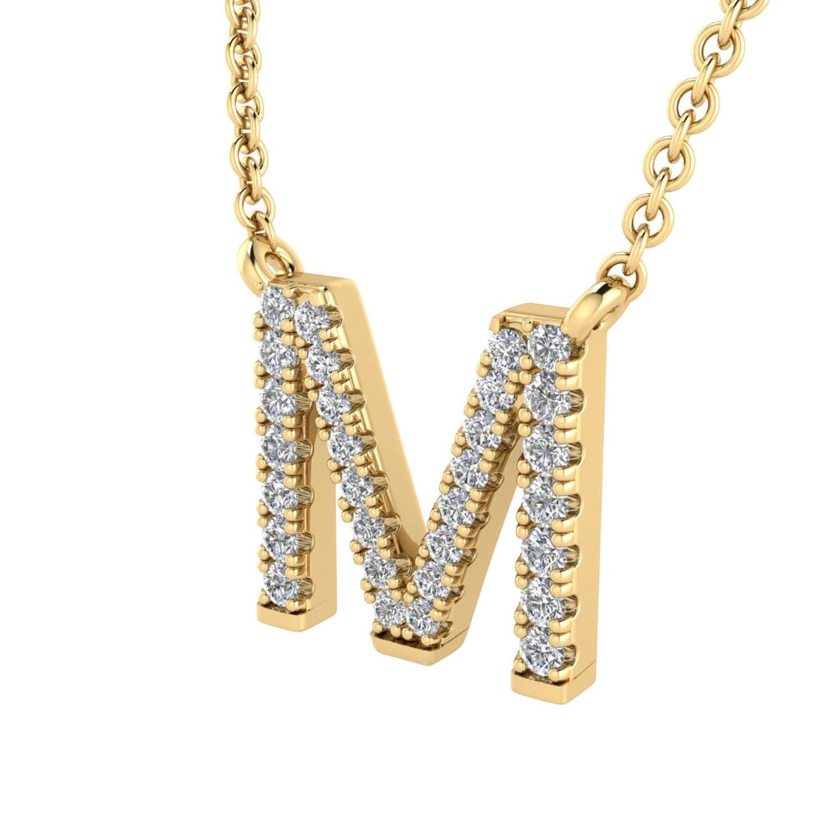 9K Gold 0.06ct-0.09ct Diamond Fixed Initials Necklaces