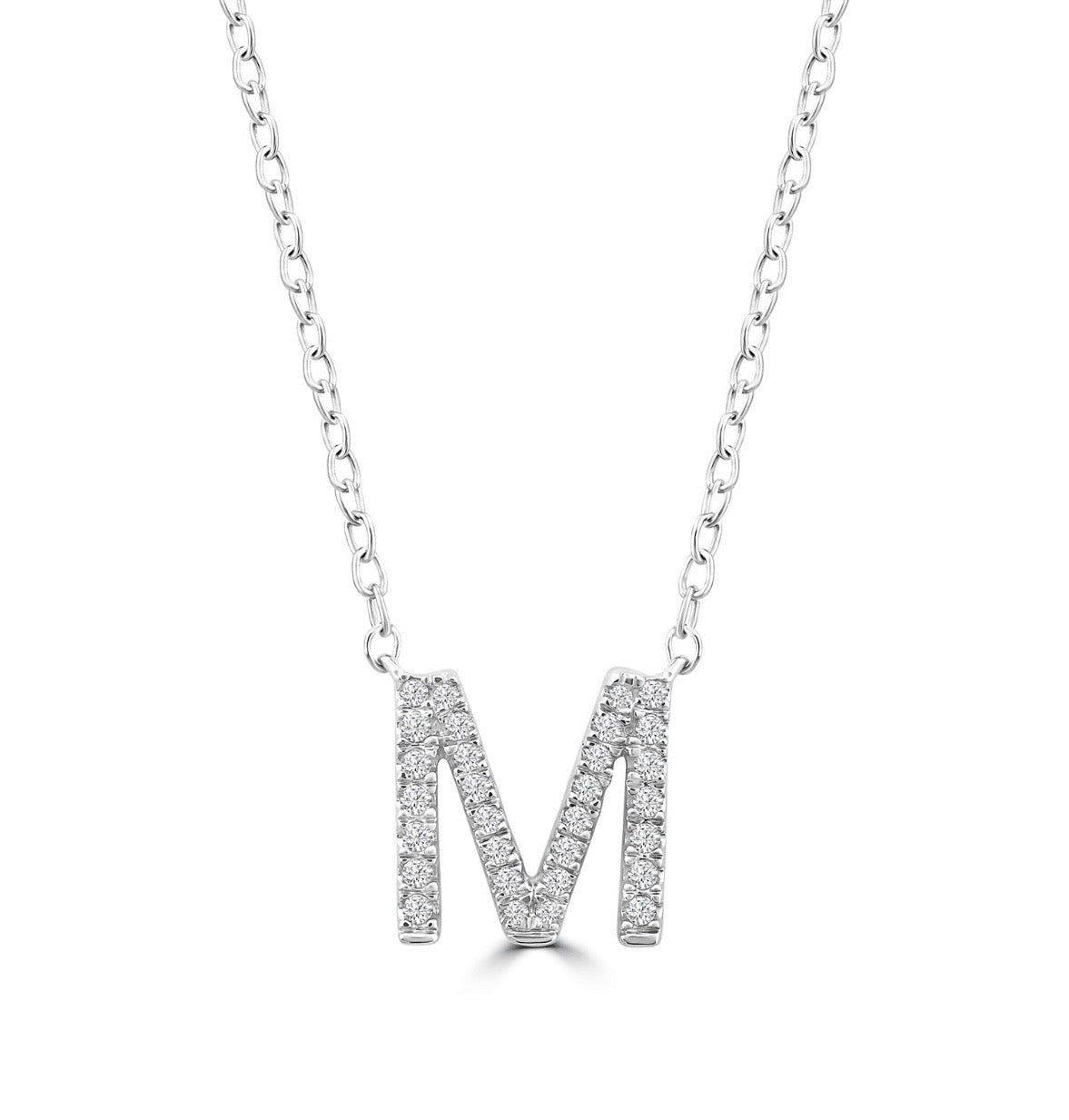 9K Gold 0.06ct-0.09ct Diamond Fixed Initials Necklaces