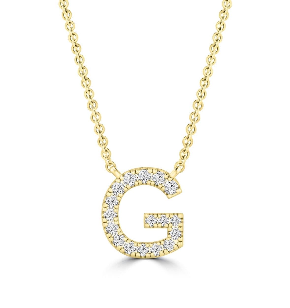 9K Gold 0.06ct-0.09ct Diamond Fixed Initials Necklaces