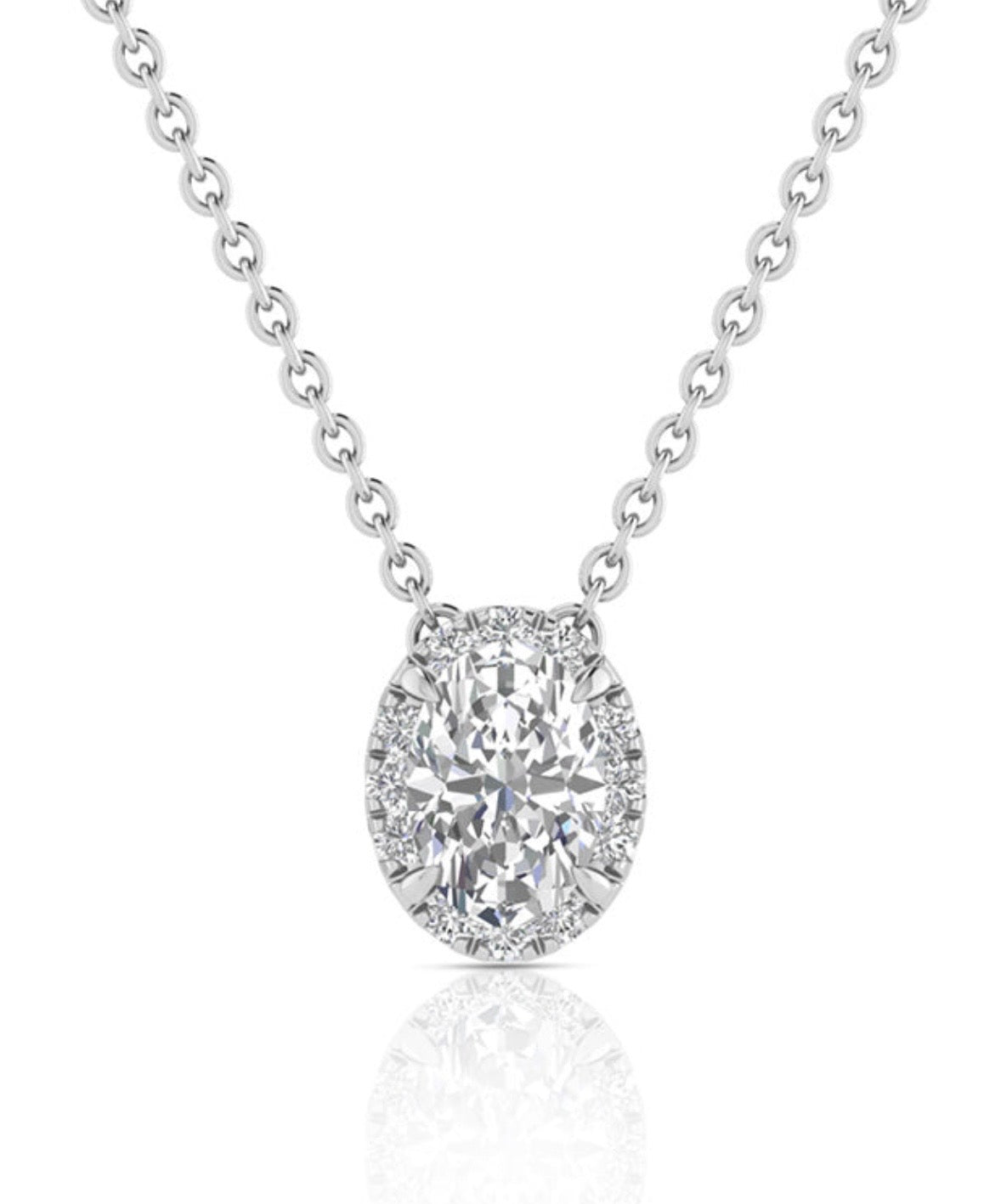 9K Gold 0.55ct Diamond Halo Necklace
