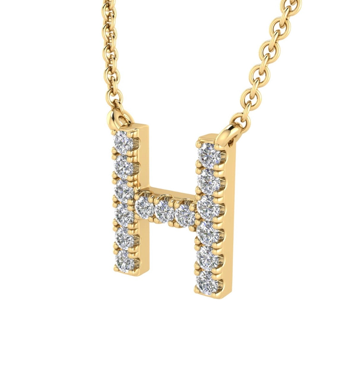 9K Gold 0.06ct-0.09ct Diamond Fixed Initials Necklaces