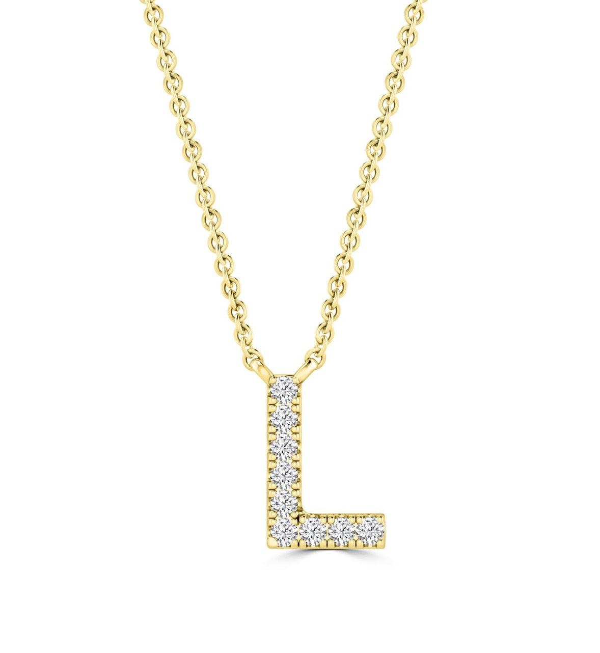 9K Gold 0.06ct-0.09ct Diamond Fixed Initials Necklaces