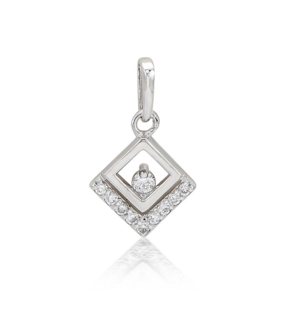9K Gold 0.07ct Diamond Square Pendant