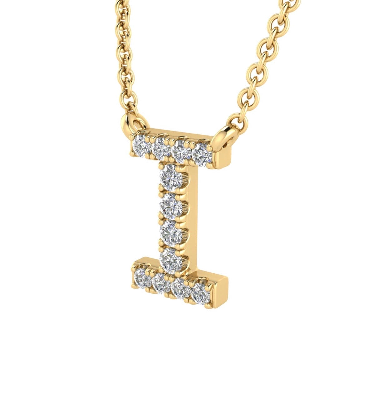 9K Gold 0.06ct-0.09ct Diamond Fixed Initials Necklaces