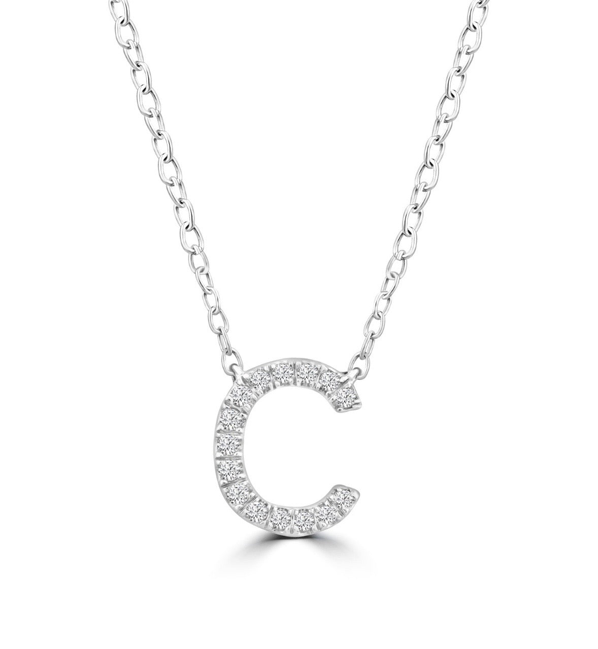 9K Gold 0.06ct-0.09ct Diamond Fixed Initials Necklaces