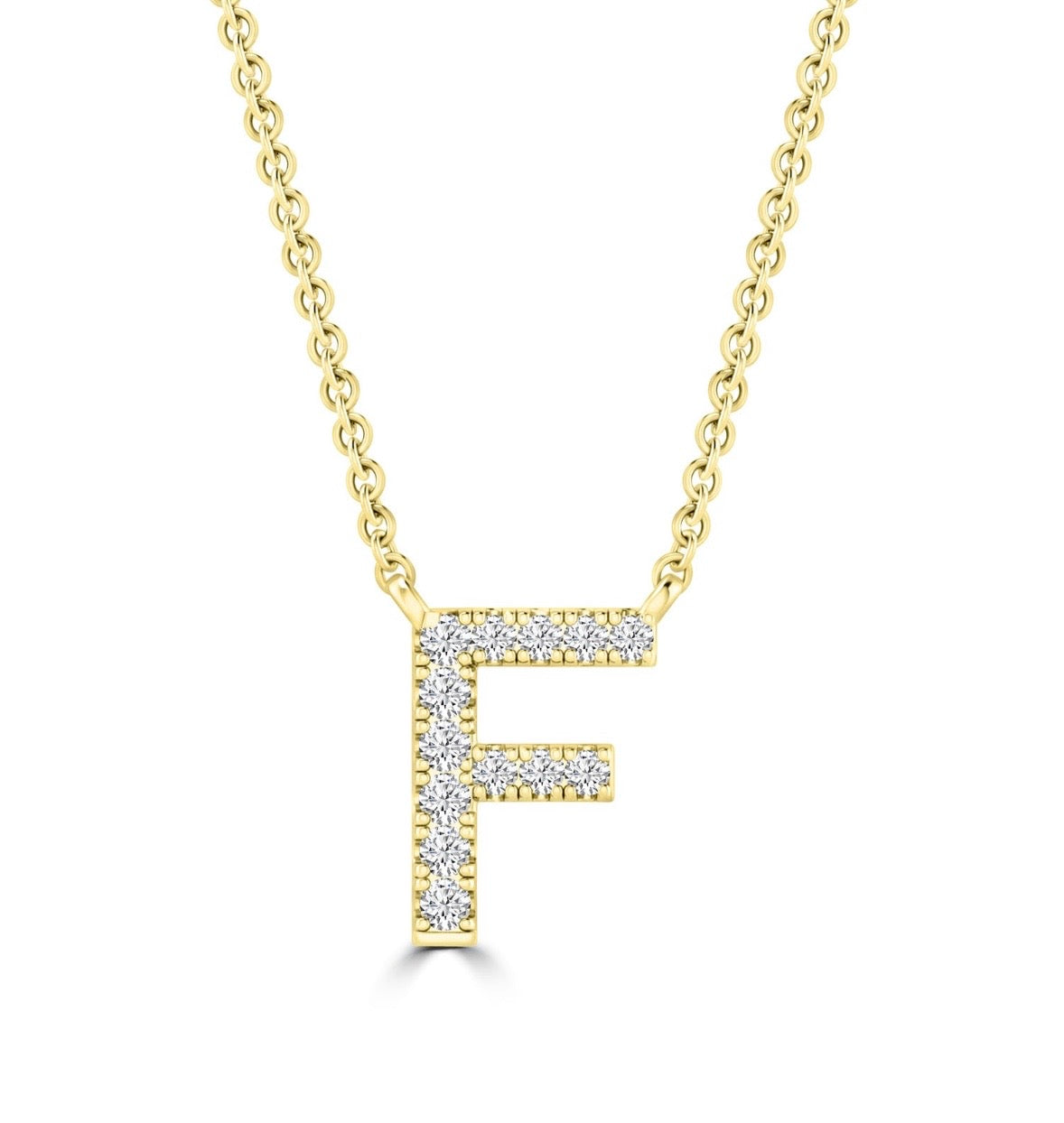 9K Gold 0.06ct-0.09ct Diamond Fixed Initials Necklaces