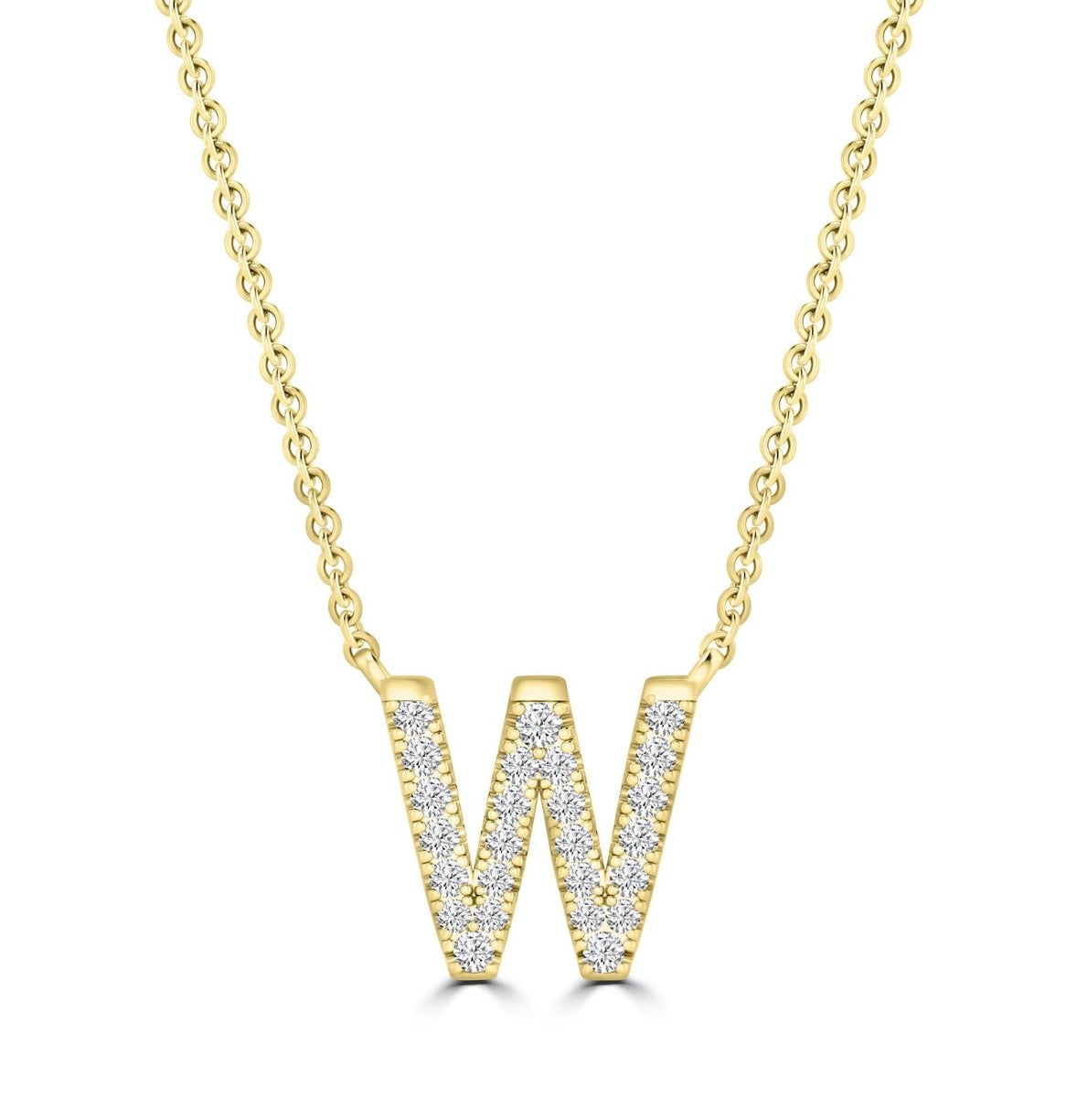 9K Gold 0.06ct-0.09ct Diamond Fixed Initials Necklaces