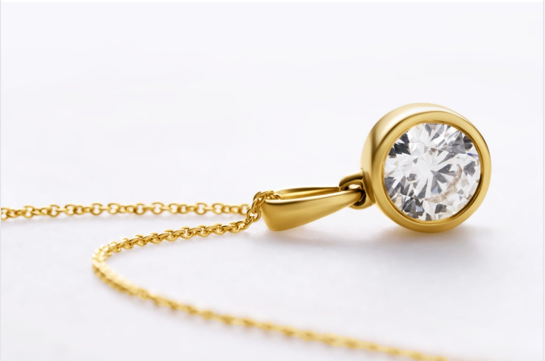 9K & 18K Gold 1ct Diamond Bezel Pendants