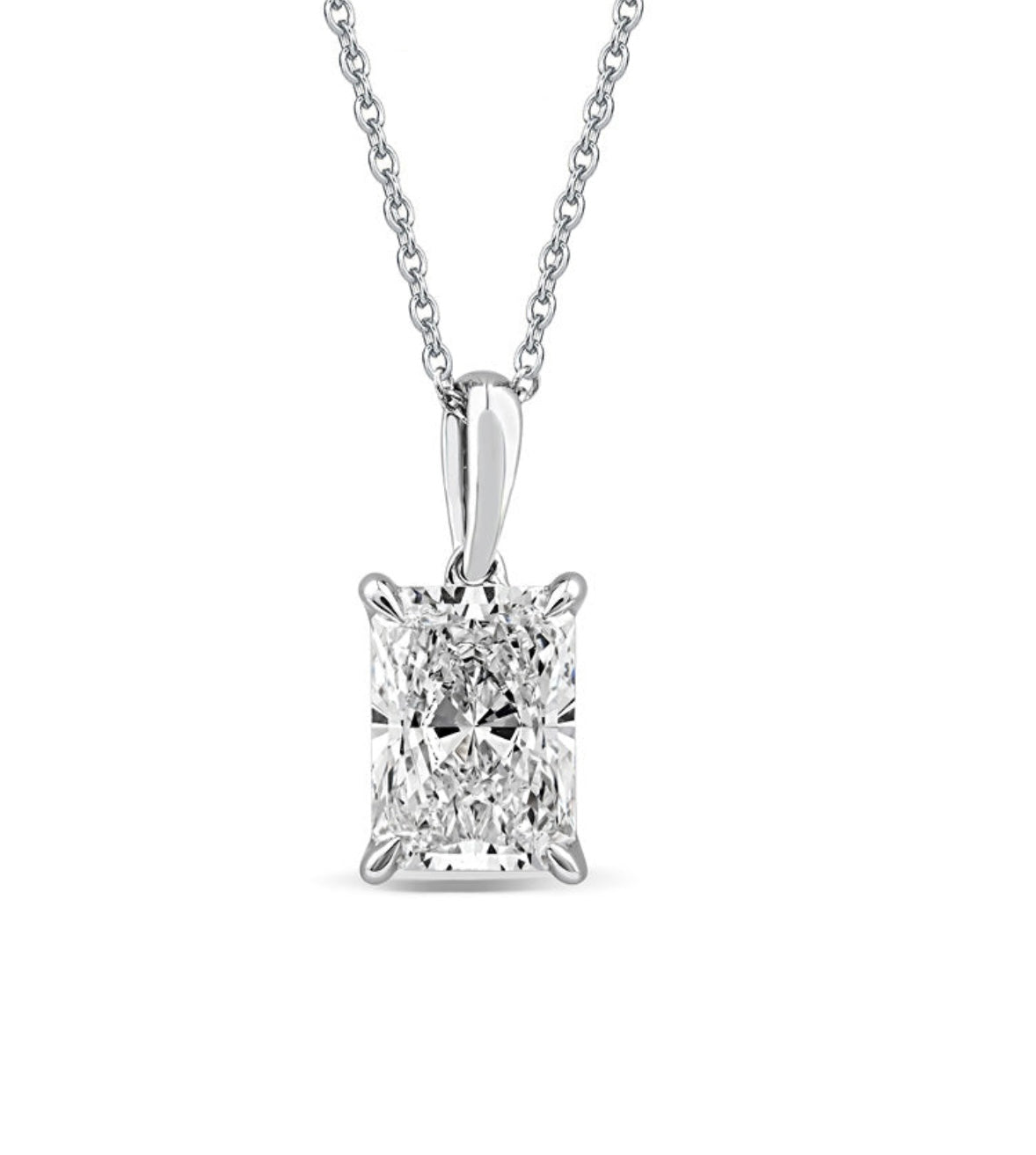 9K Gold 1ct & 2ct Radiant Diamond Solitaire Necklace