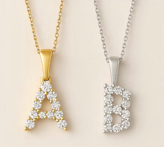 9K Gold Diamond Initial Pendants