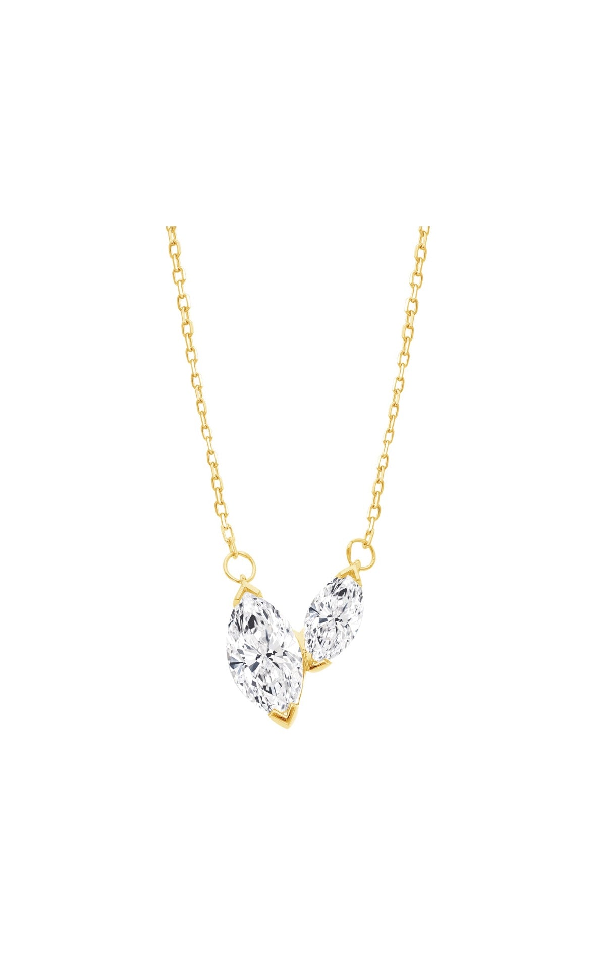 9K Gold 0.70ct Marquise Diamond Duo Necklace
