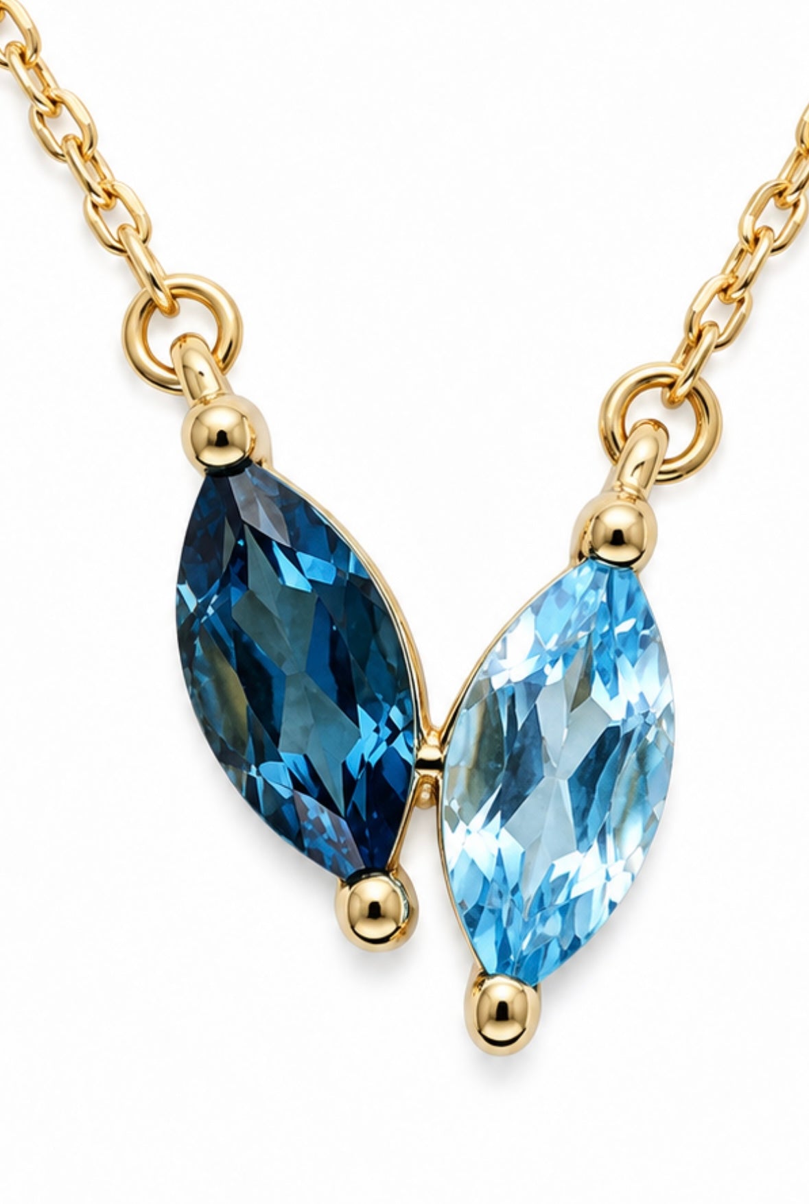 9K Gold Blue Topaz Necklace