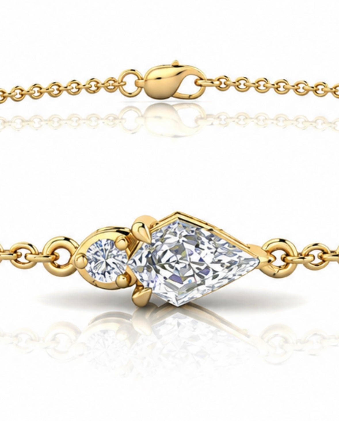 9K Gold 0.30ct Diamond Step-cut Pear Bracelet