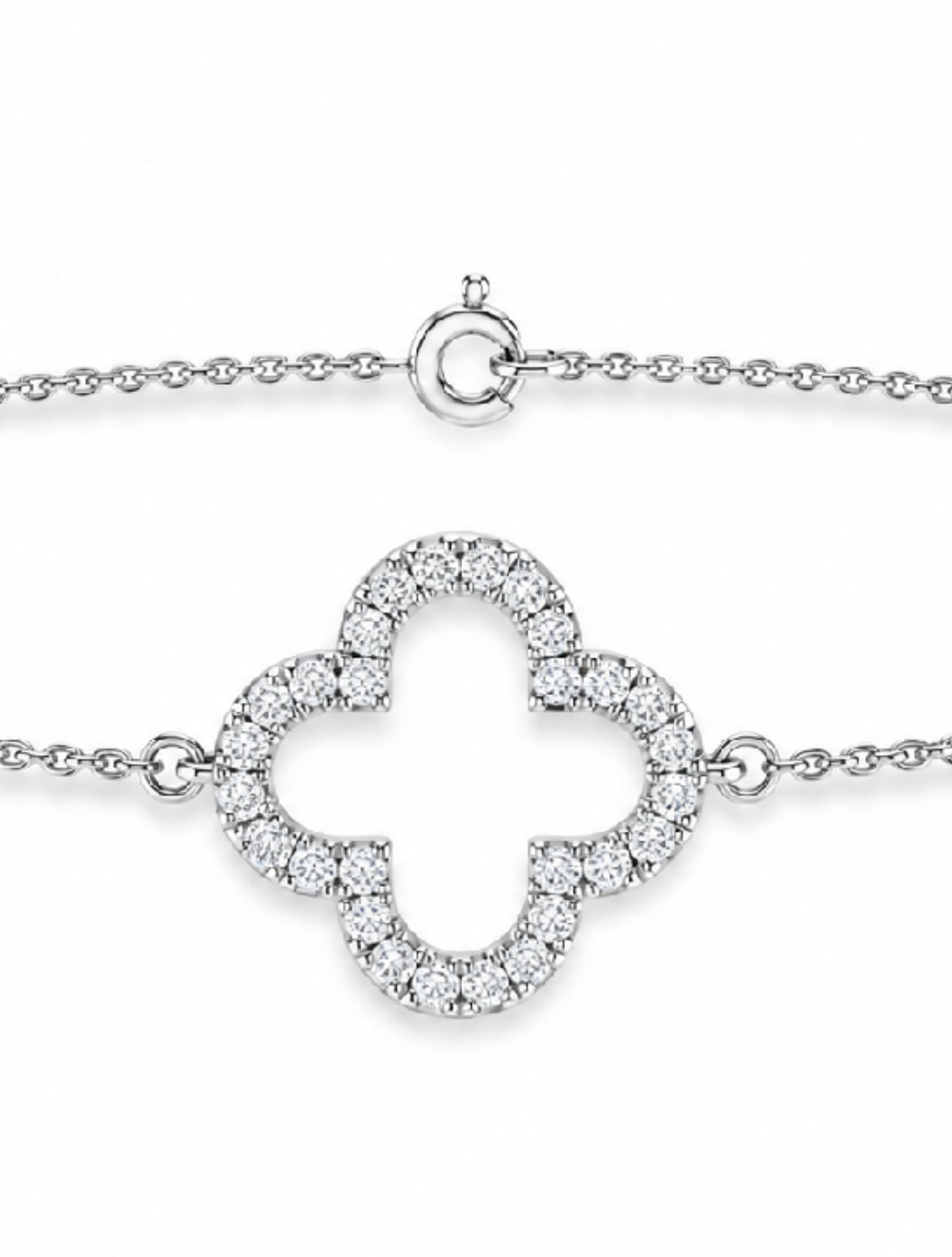 9K Gold 0.10ct Diamond Clover Bracelet