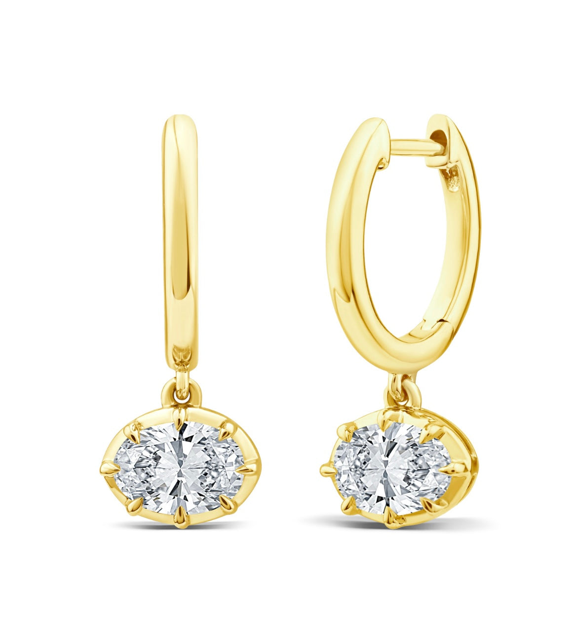 9K Gold 1ct Diamond Georgian Huggie Drops