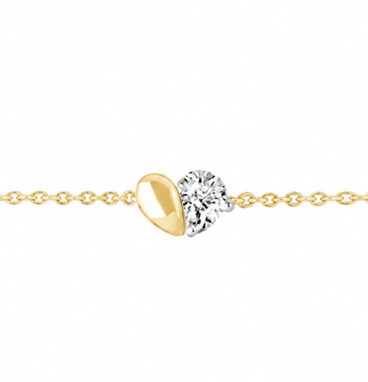 9K Gold 0.15ct Diamond Pear-Heart Bracelet