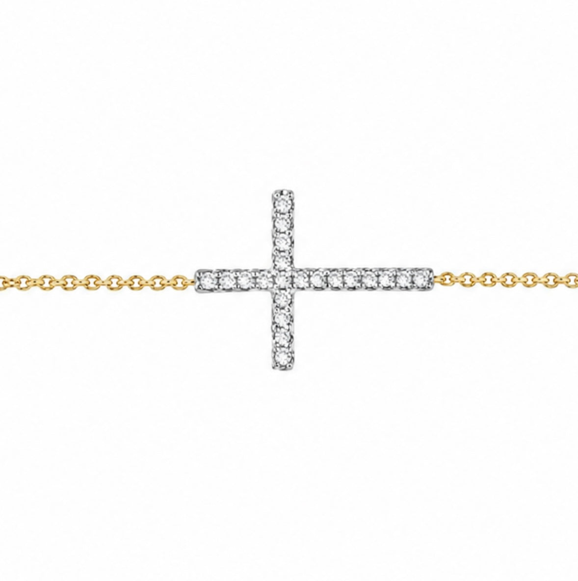 9K Gold 0.12ct Diamond Cross Bracelet