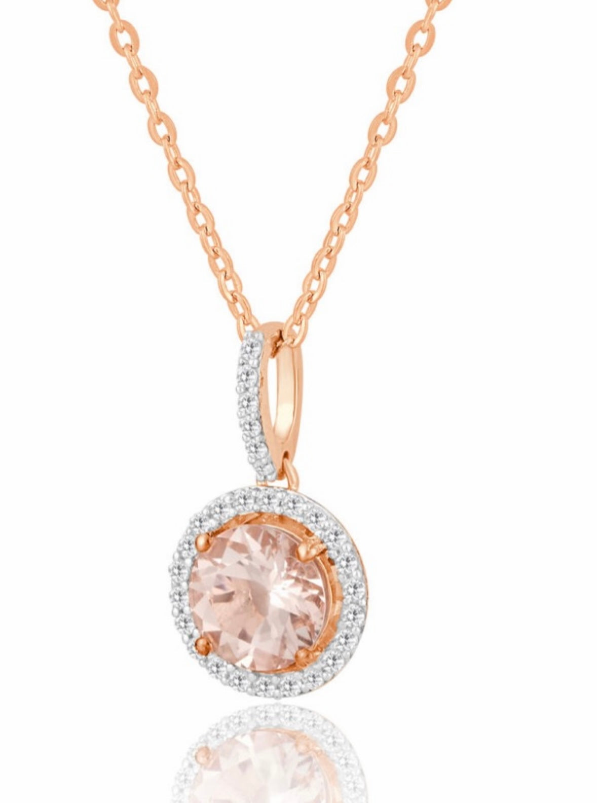 9K Gold 0.26ct Diamond & Morganite Pendant