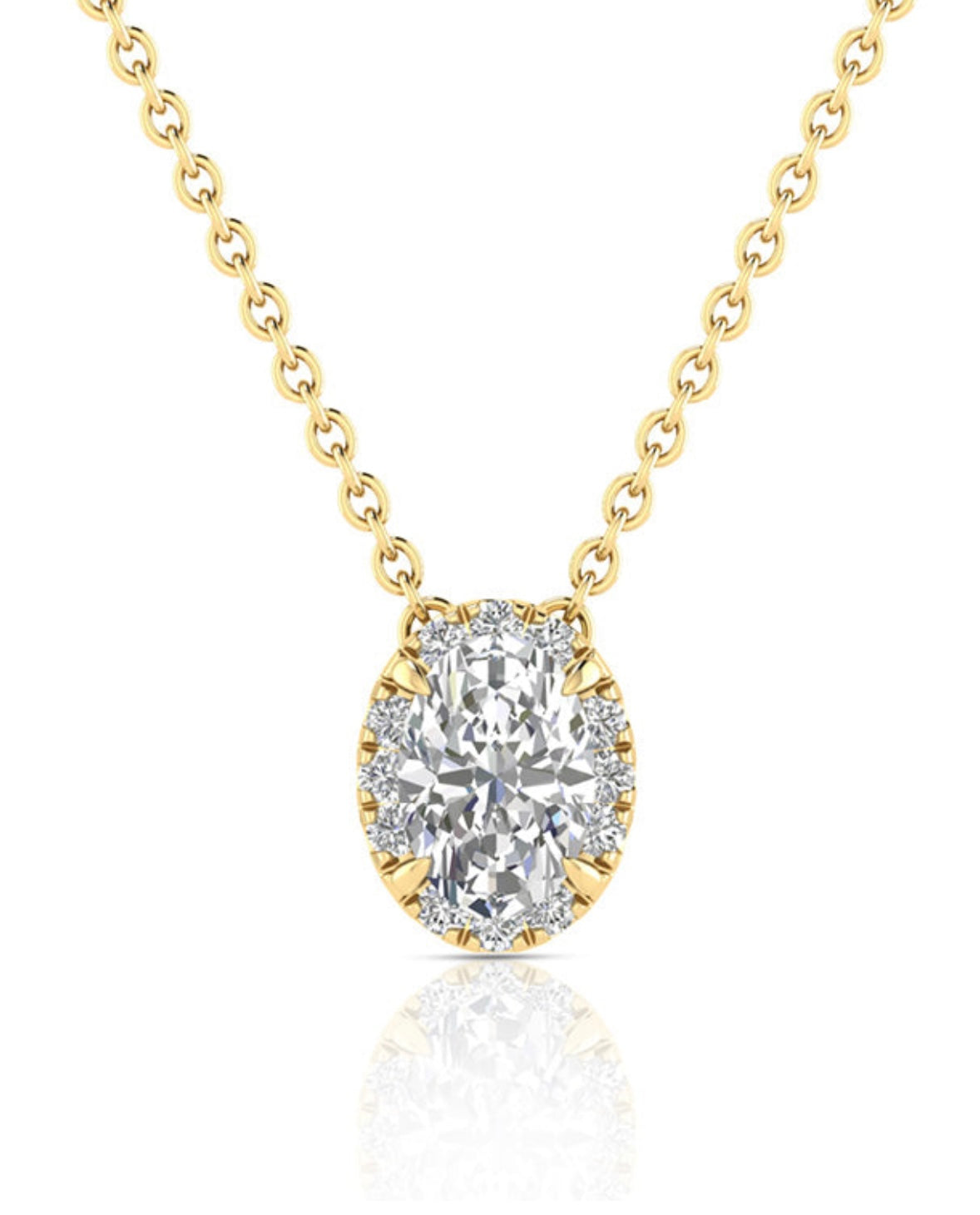 9K Gold 0.55ct Diamond Halo Necklace