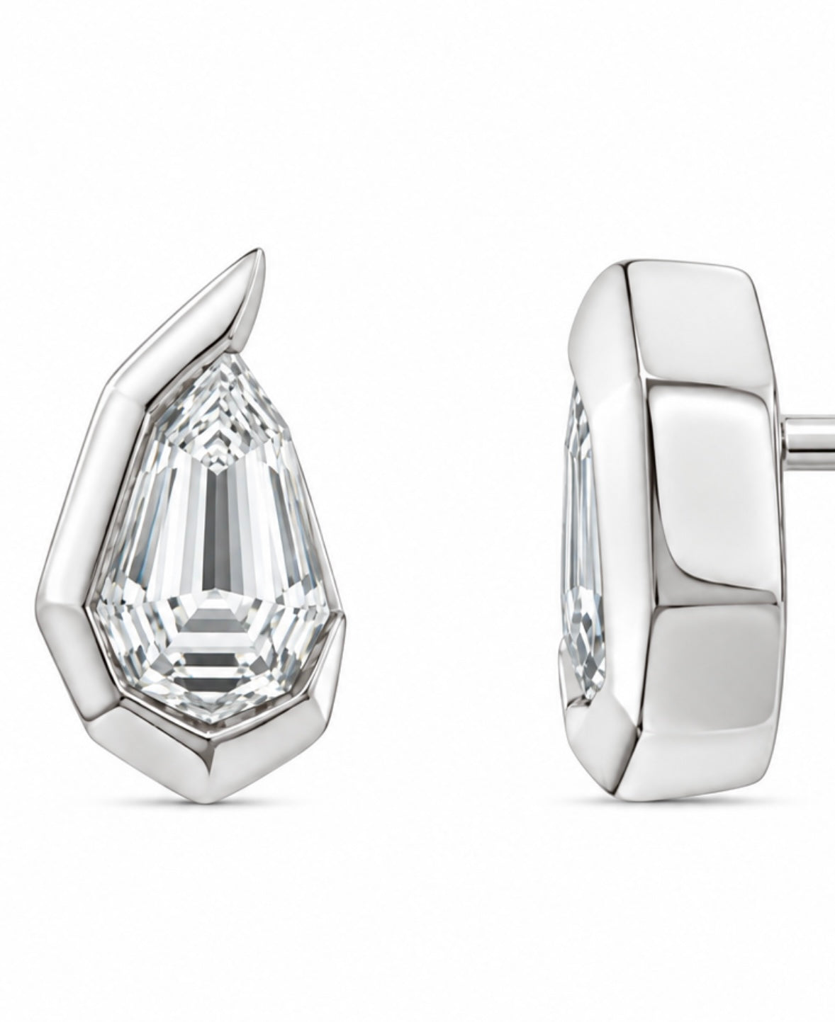 9K Gold 0.60ct Diamond Step-cut Pear Studs