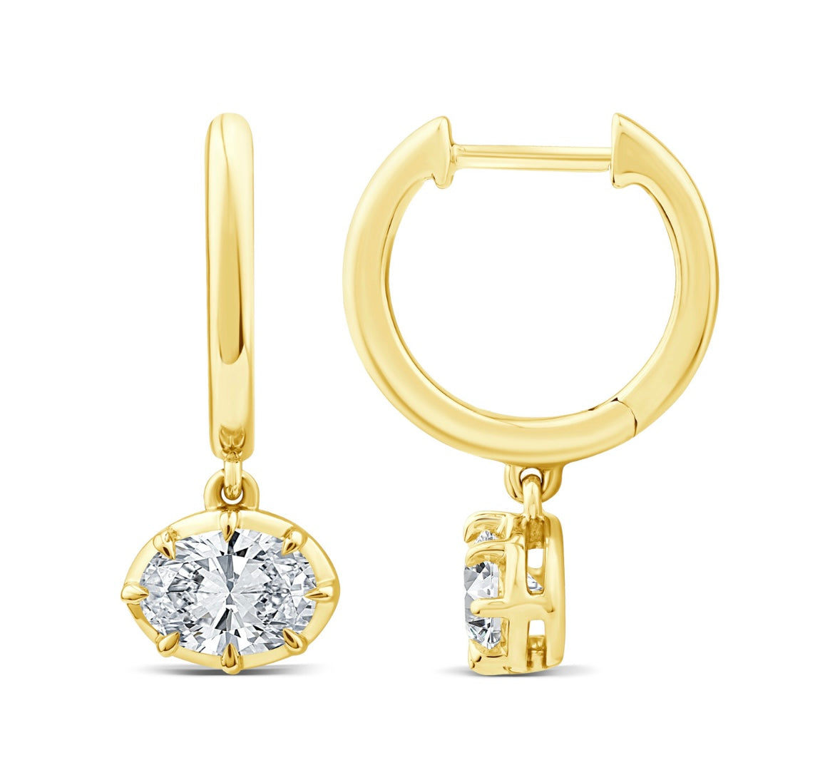 9K Gold 1ct Diamond Georgian Huggie Drops