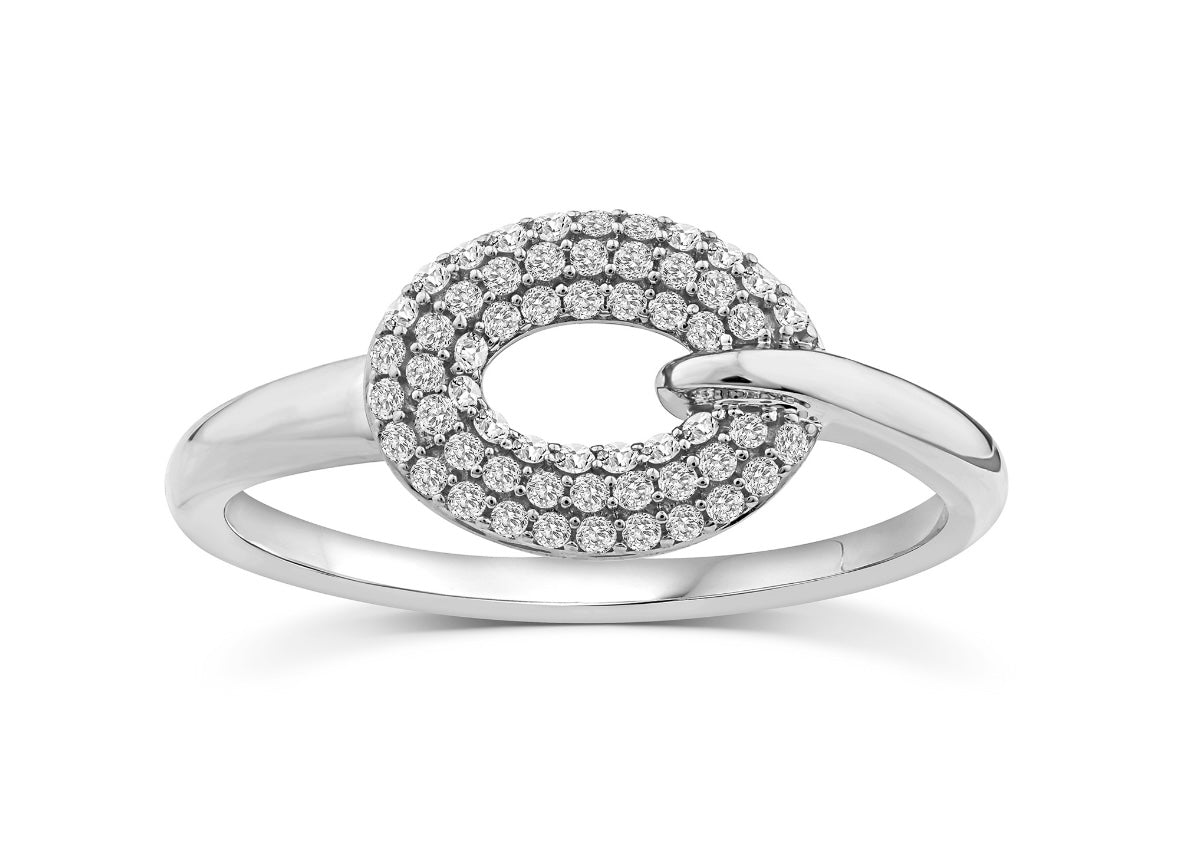 9K Gold 0.18ct Diamond Oval Cluster Ring