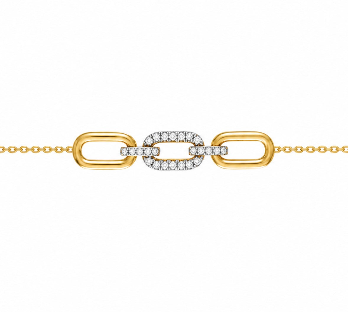 9K Gold 0.10ct Diamond Link Bracelet