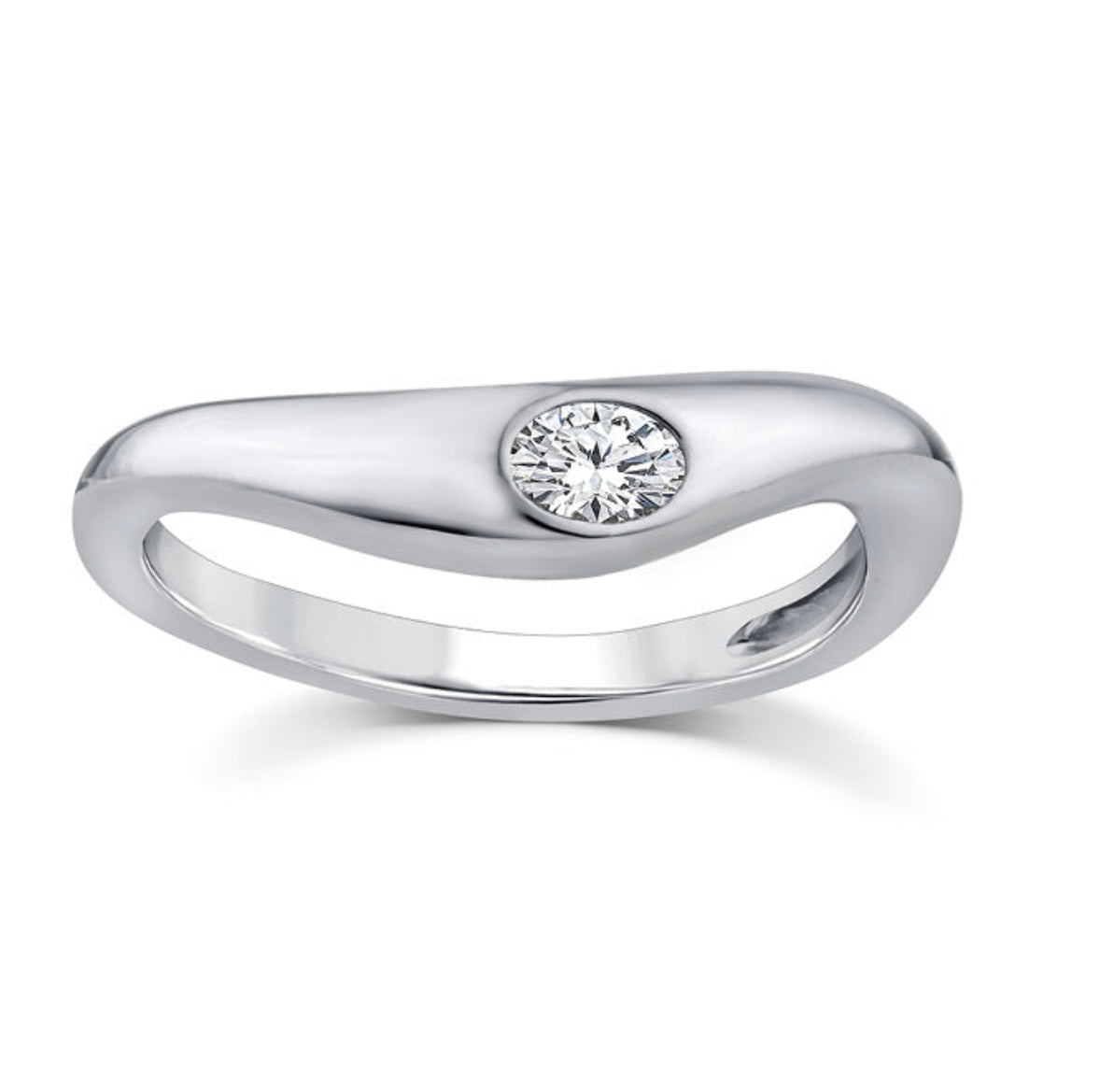 9K Gold 0.15ct Oval Diamond Wave Ring